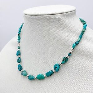 Natural Stone Beaded Sterling Silver Necklace